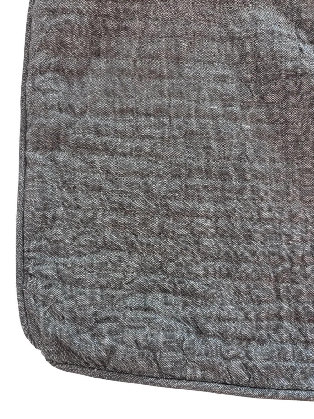 2 Restoration Hardware Gray Vintage Washed Linen Channel Quilted Euro Shams